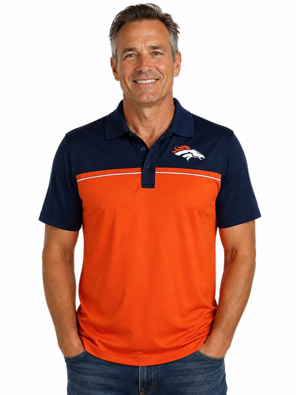 Denver Broncos Mens Polo Shirt Size Small Lightweight Vented Waist NFL New